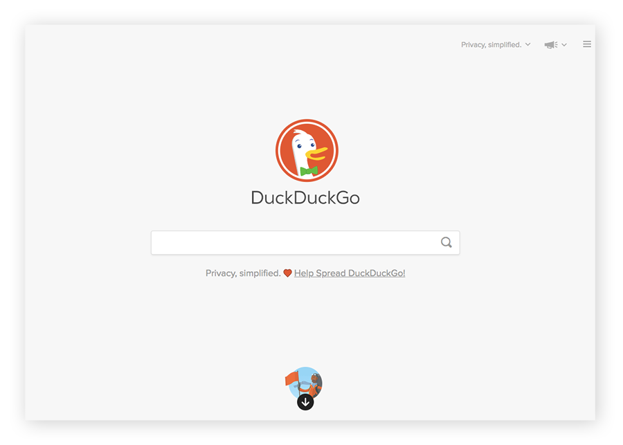 DuckDuckGo黑暗网搜寻引擎的首页
